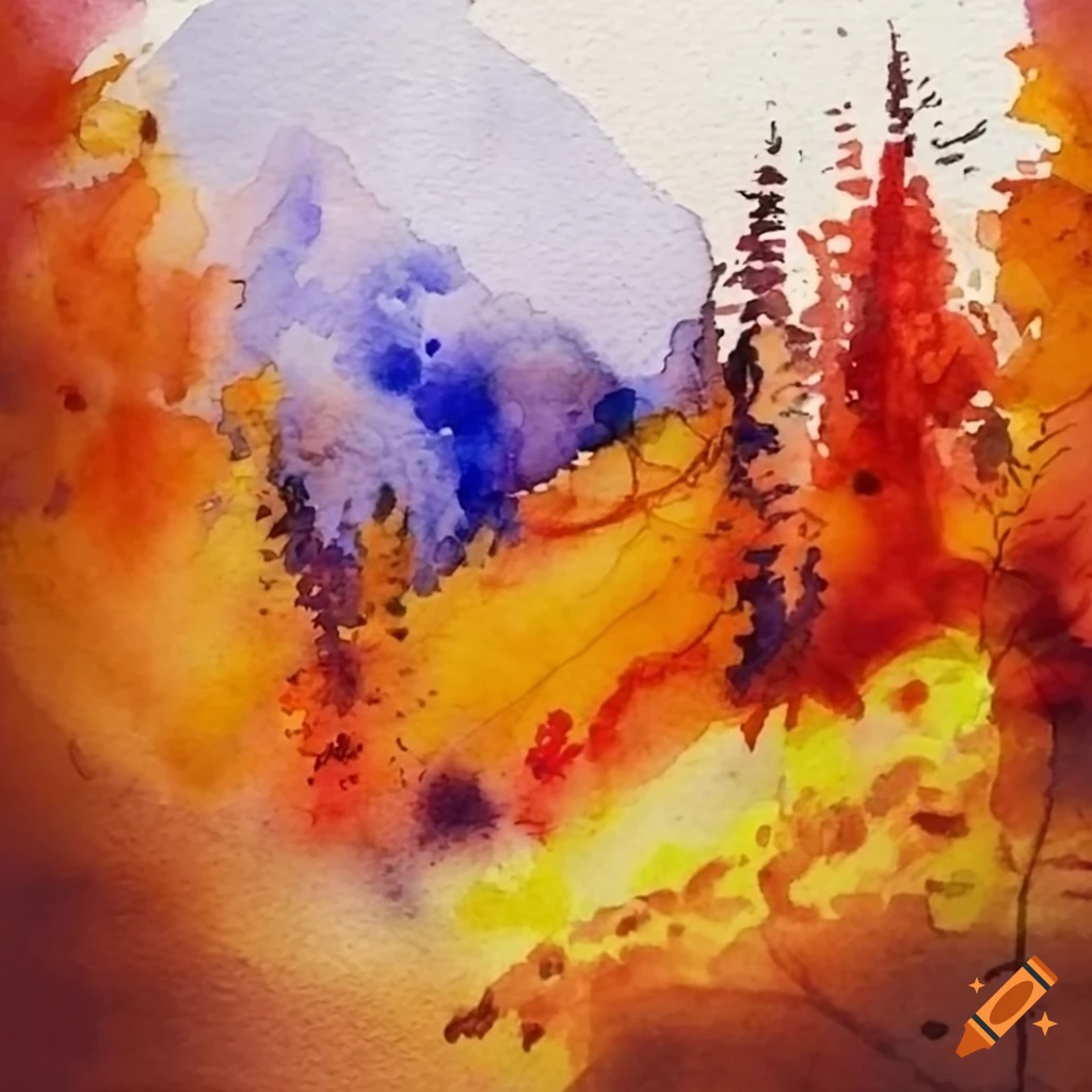 watercolor painting of Colorado during fall season