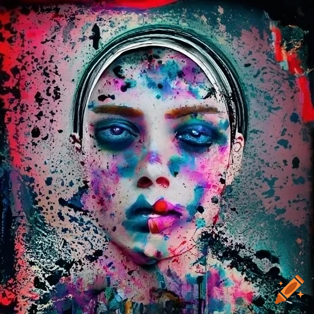 surreal face with intricate texture overlay