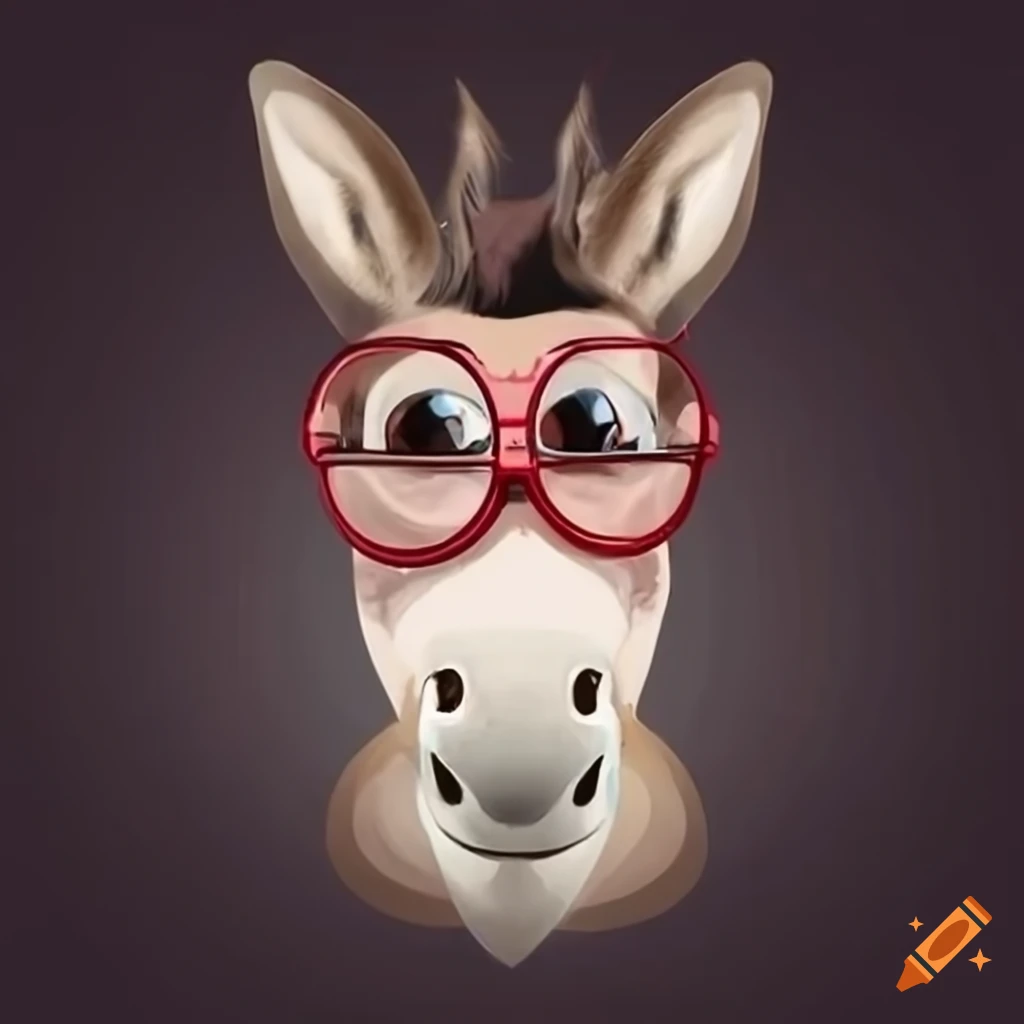 donkey wearing glasses and looking joyful