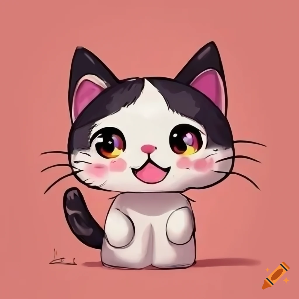 lindo dibujo de un gato estilo anime