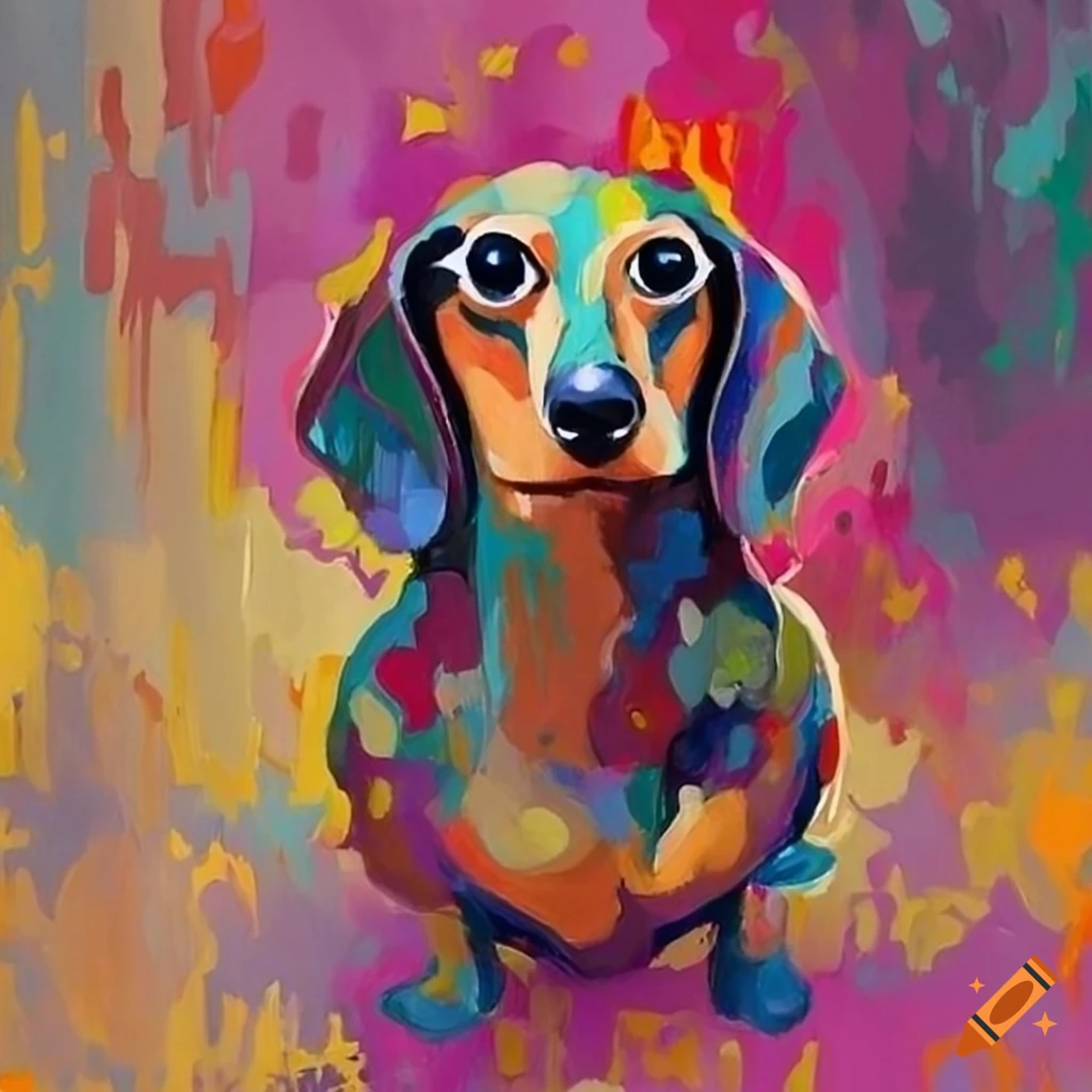 abstract painting of a Dachshund