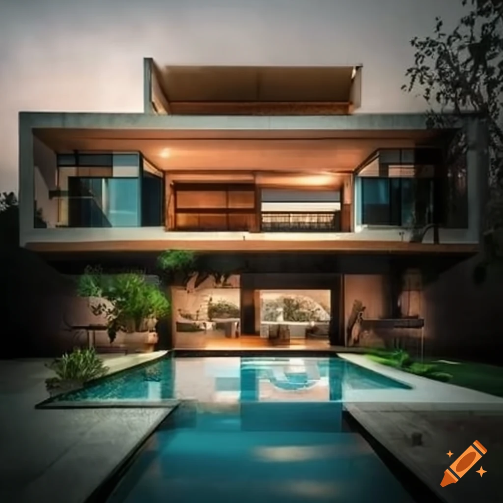 residential building with garden and pool in Mexico