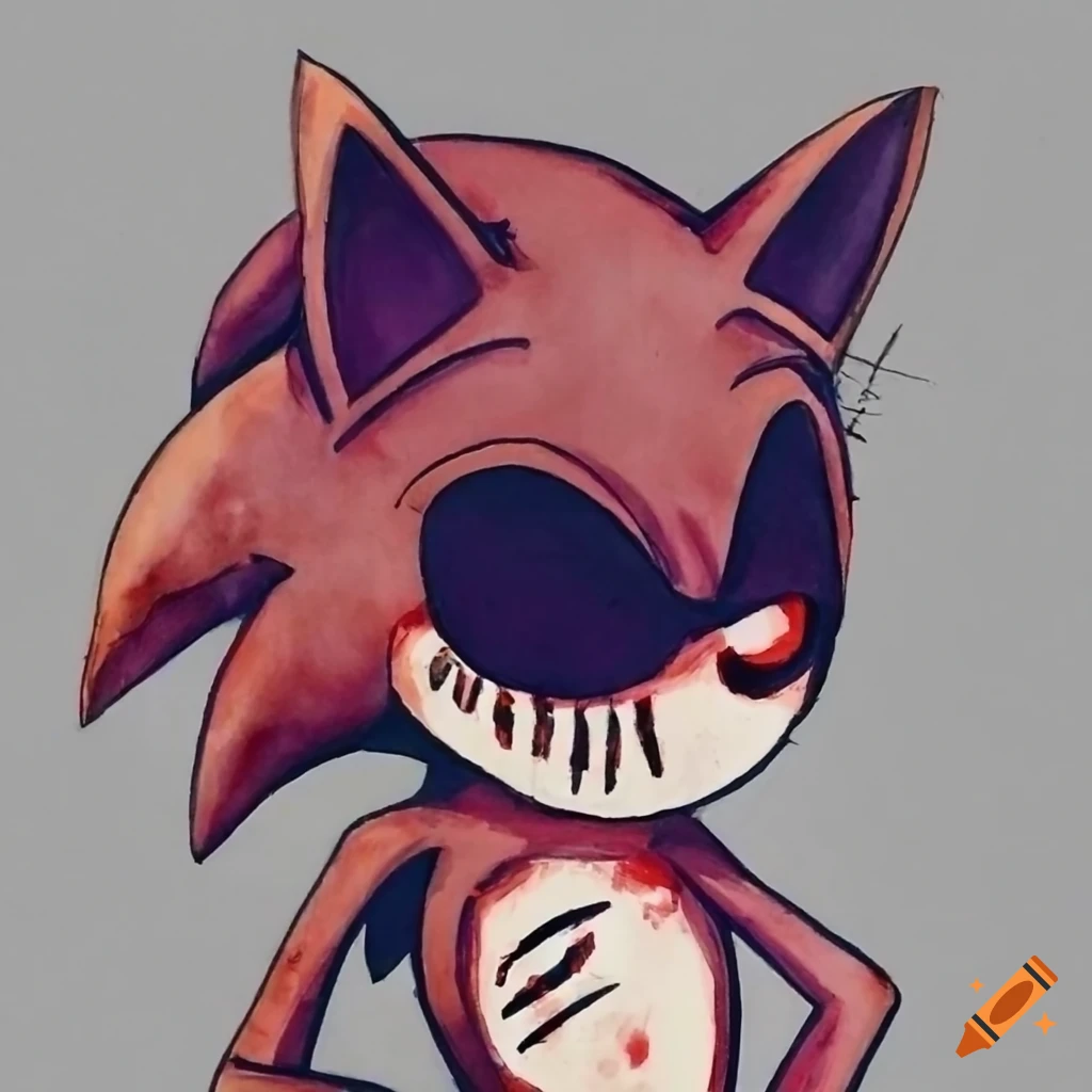 Drawing of sonic.exe character on Craiyon