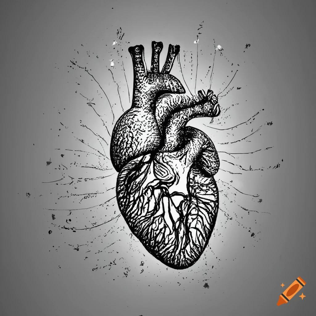 moonlit anatomical heart illustration