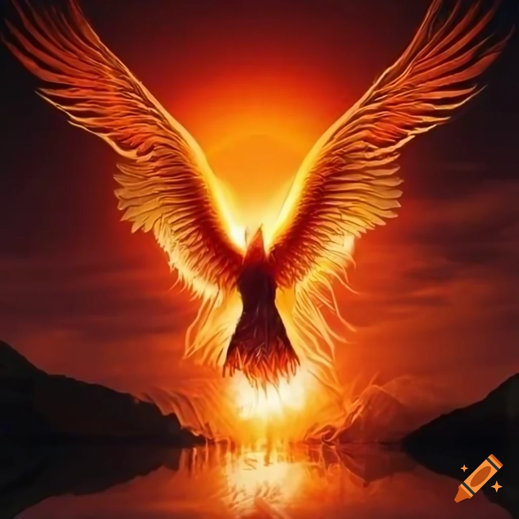 Image of a phoenix rising from a mountain on Craiyon