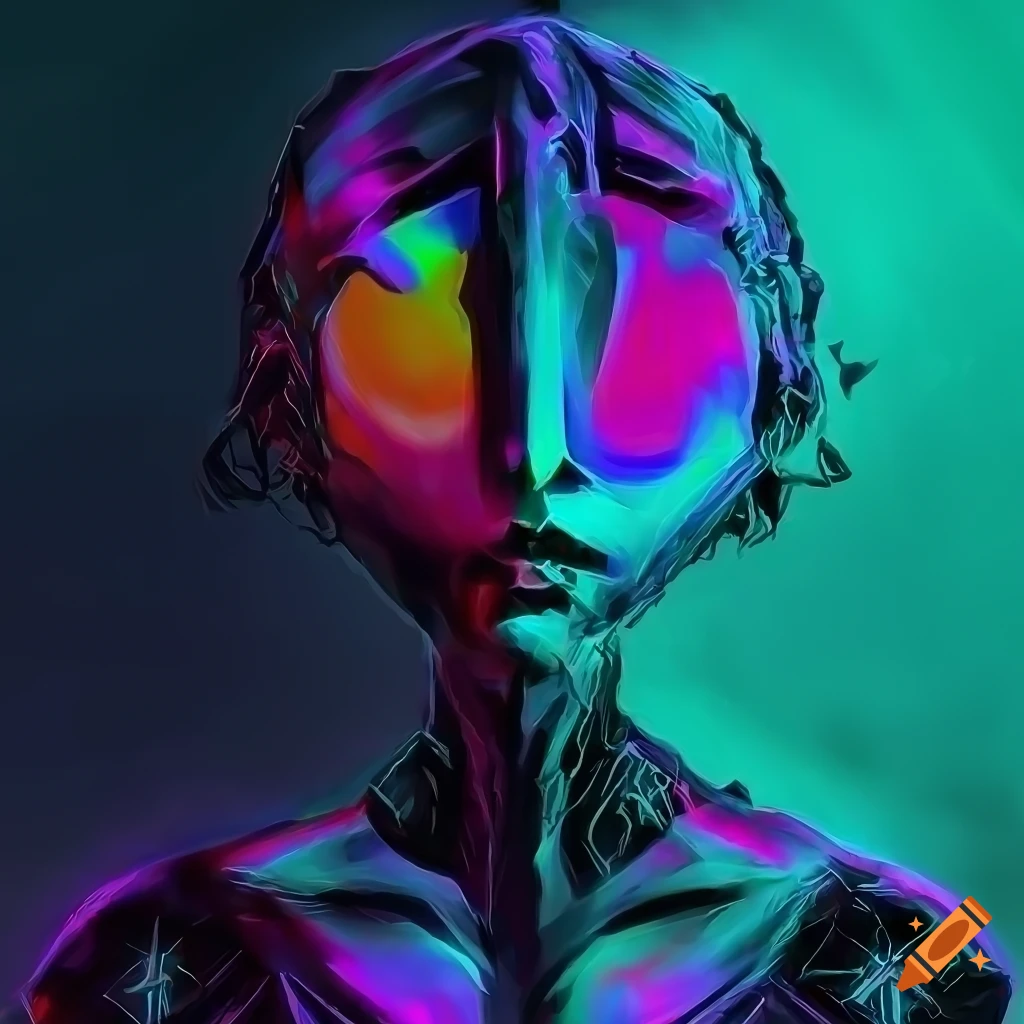 Neon-lit laptop with vibrant colors