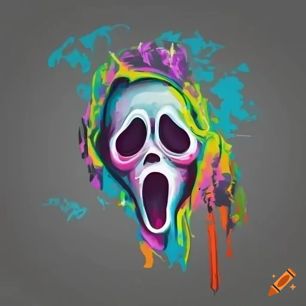 colorful graffiti style of Ghostface running
