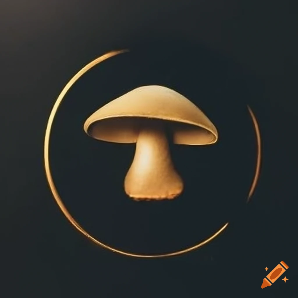 logo with black and golden mushroom in a gold zen circle