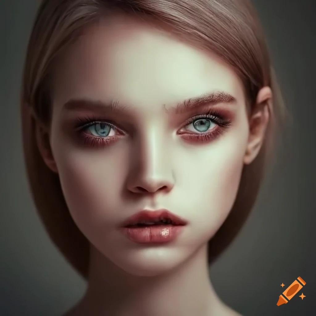 beautiful girl with green eyes and pale skin
