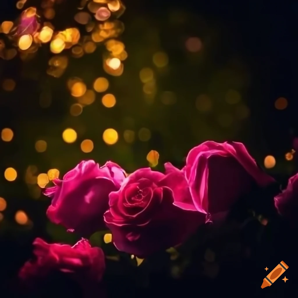 night view of a beautiful rose garden