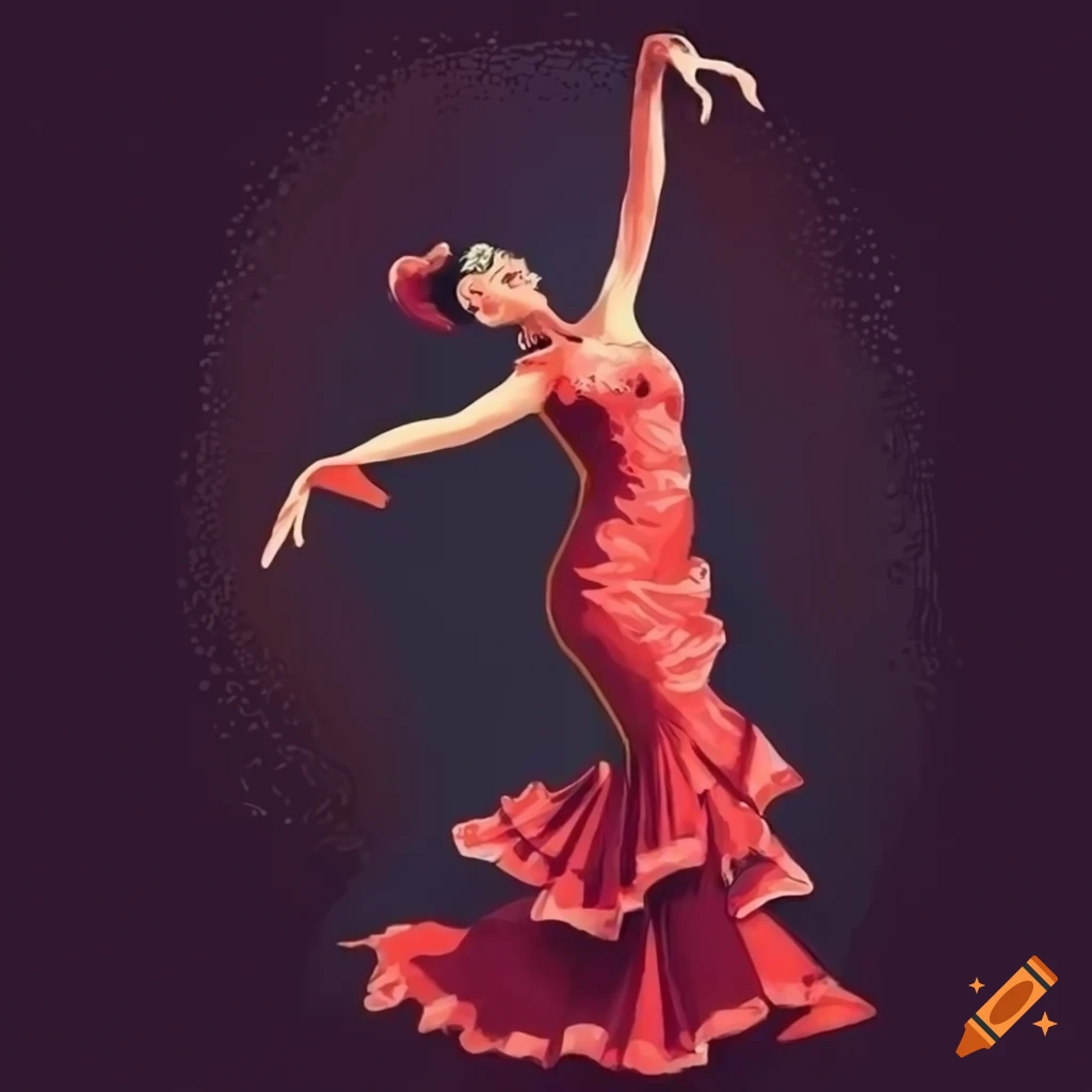 illustration of flamenco dancers in motion with fans