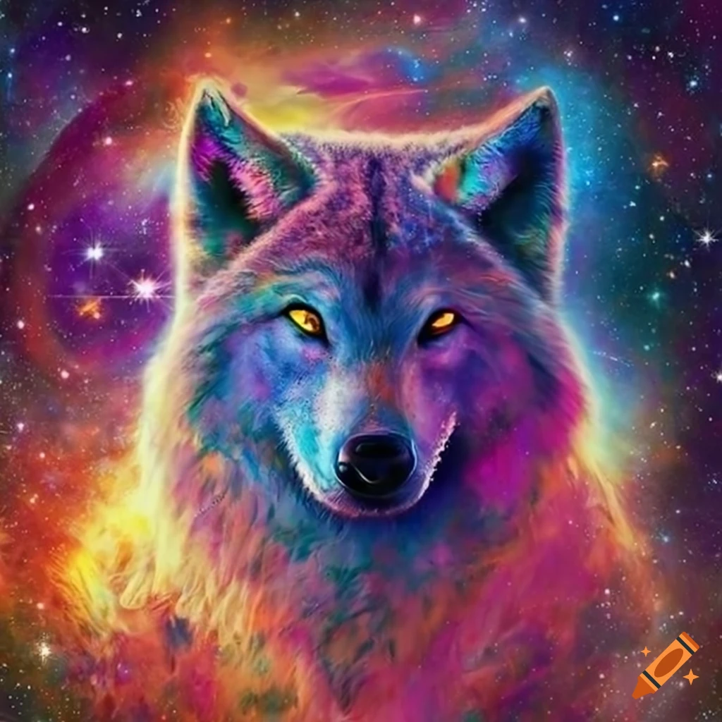 Cosmic wolf in a galaxy artwork on Craiyon