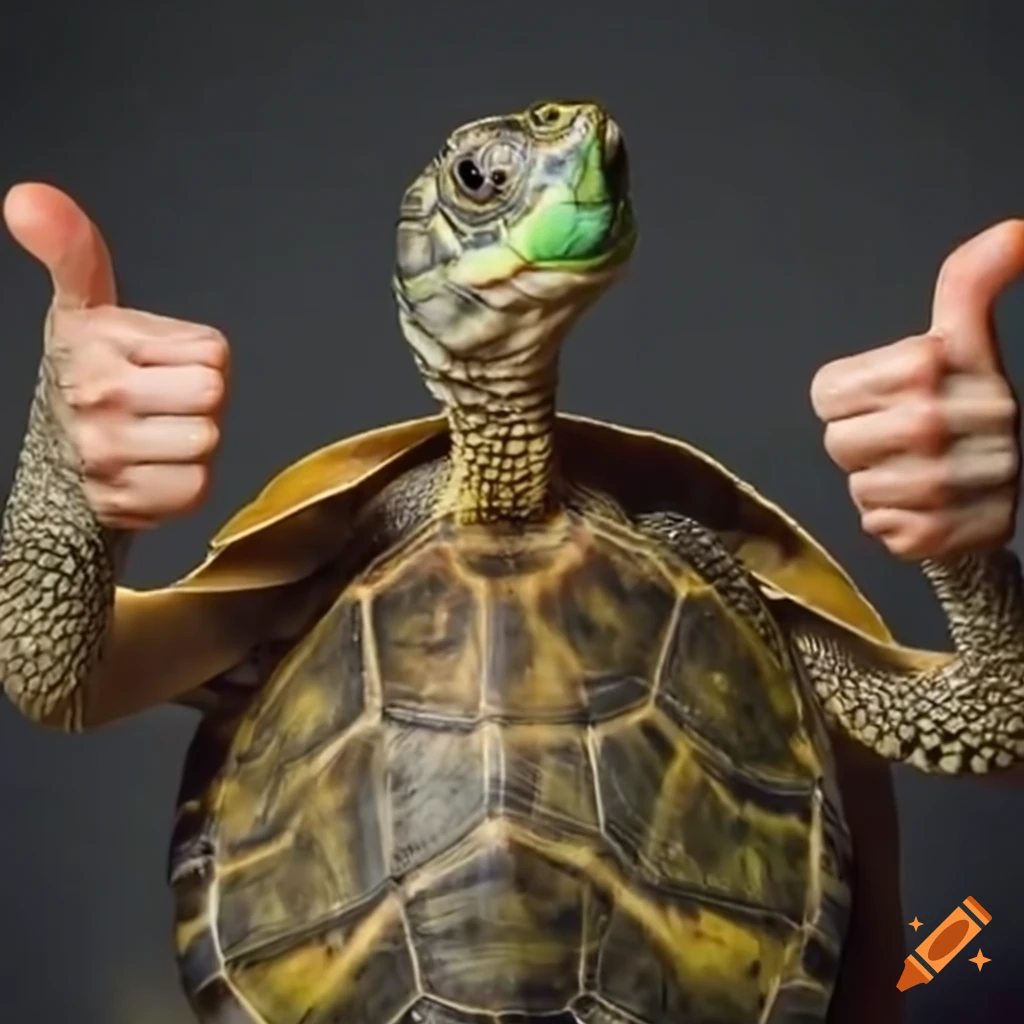 funny image of a turtle giving a thumbs up