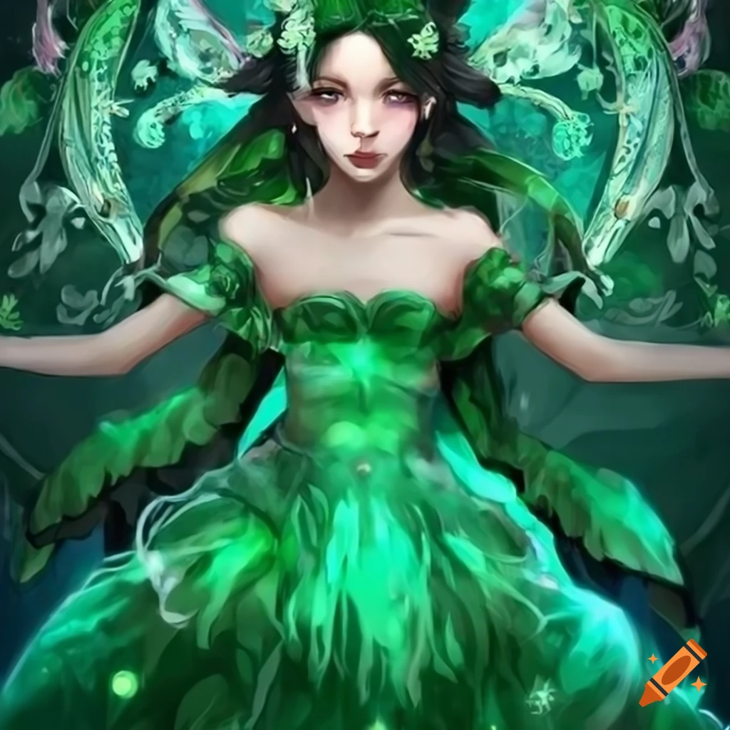 artwork of a magical girl in a green outfit