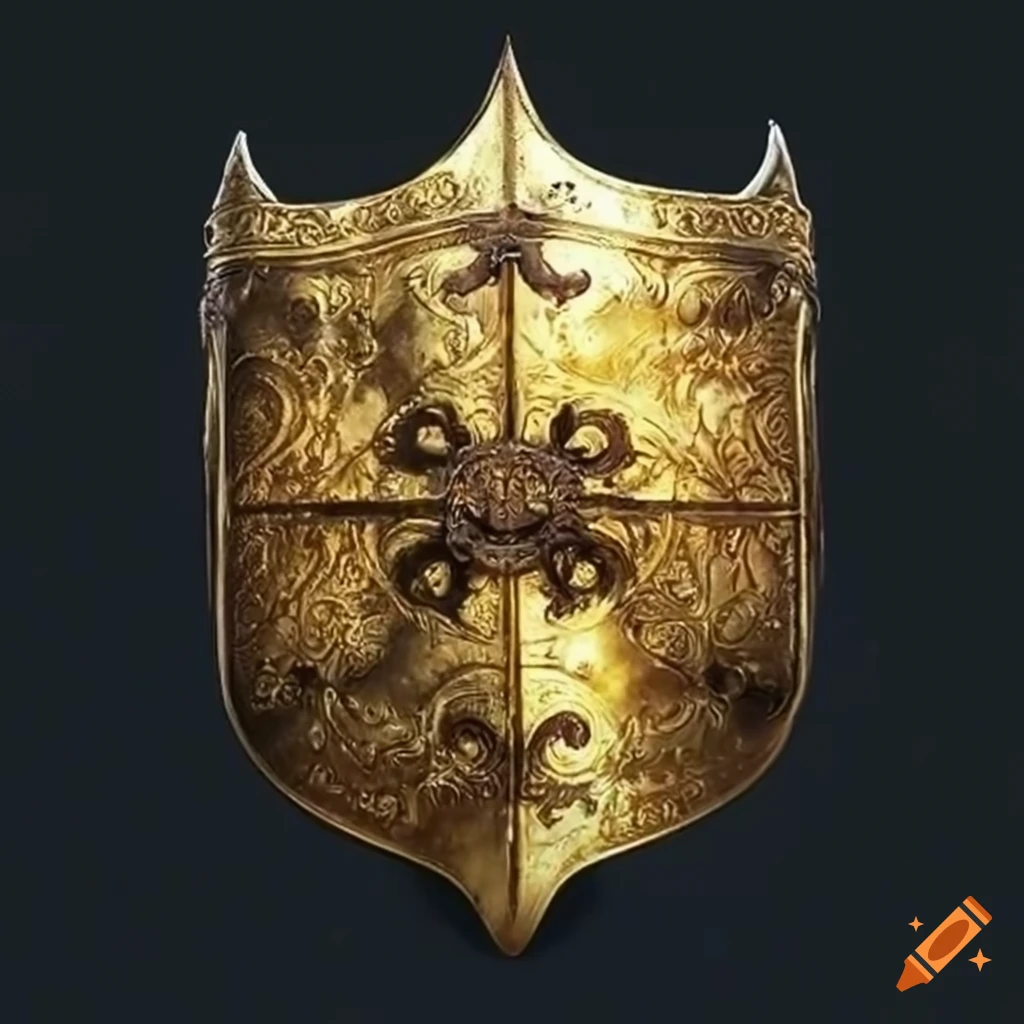escudo medieval dorado vacío