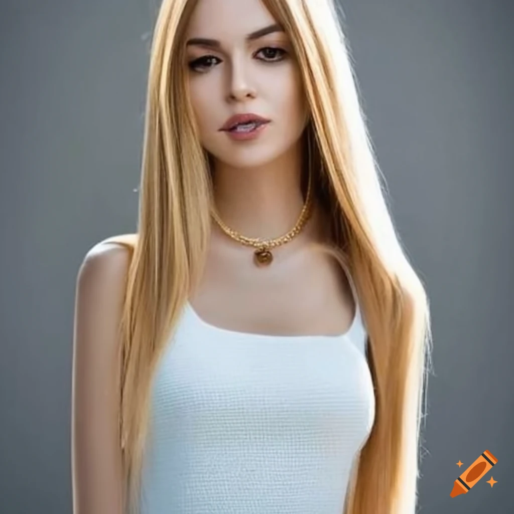 Portrait of a beautiful college woman with blond hair on Craiyon