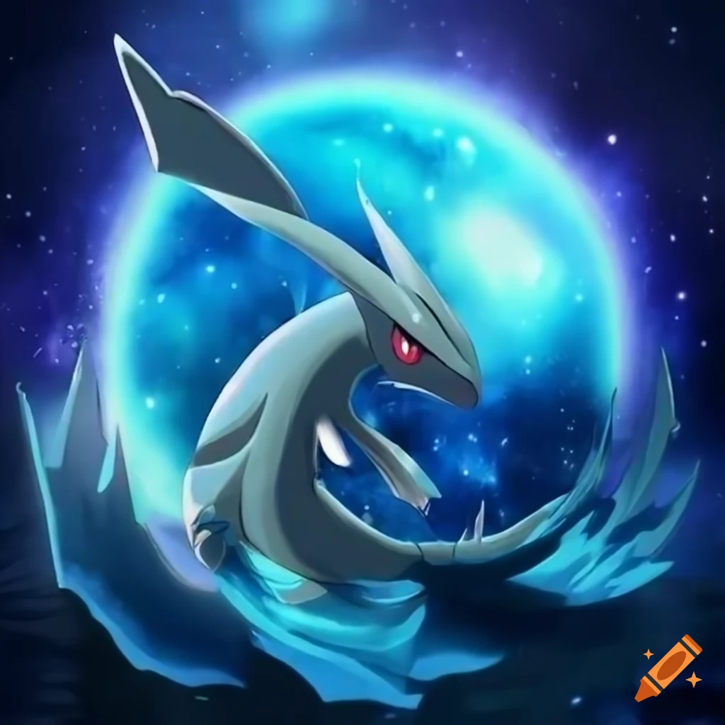 Majestic water-type dragon Pokémon swimming in galaxy-filled ocean on  Craiyon, image size:1024x1024