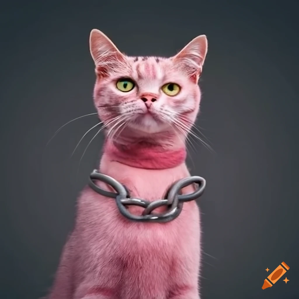 artistic illustration of a cat with a chain