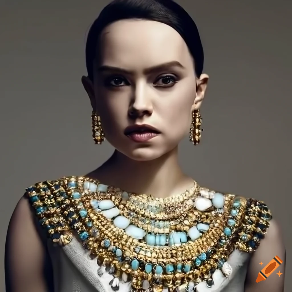 Daisy ridley wearing ancient egyptian dress on Craiyon