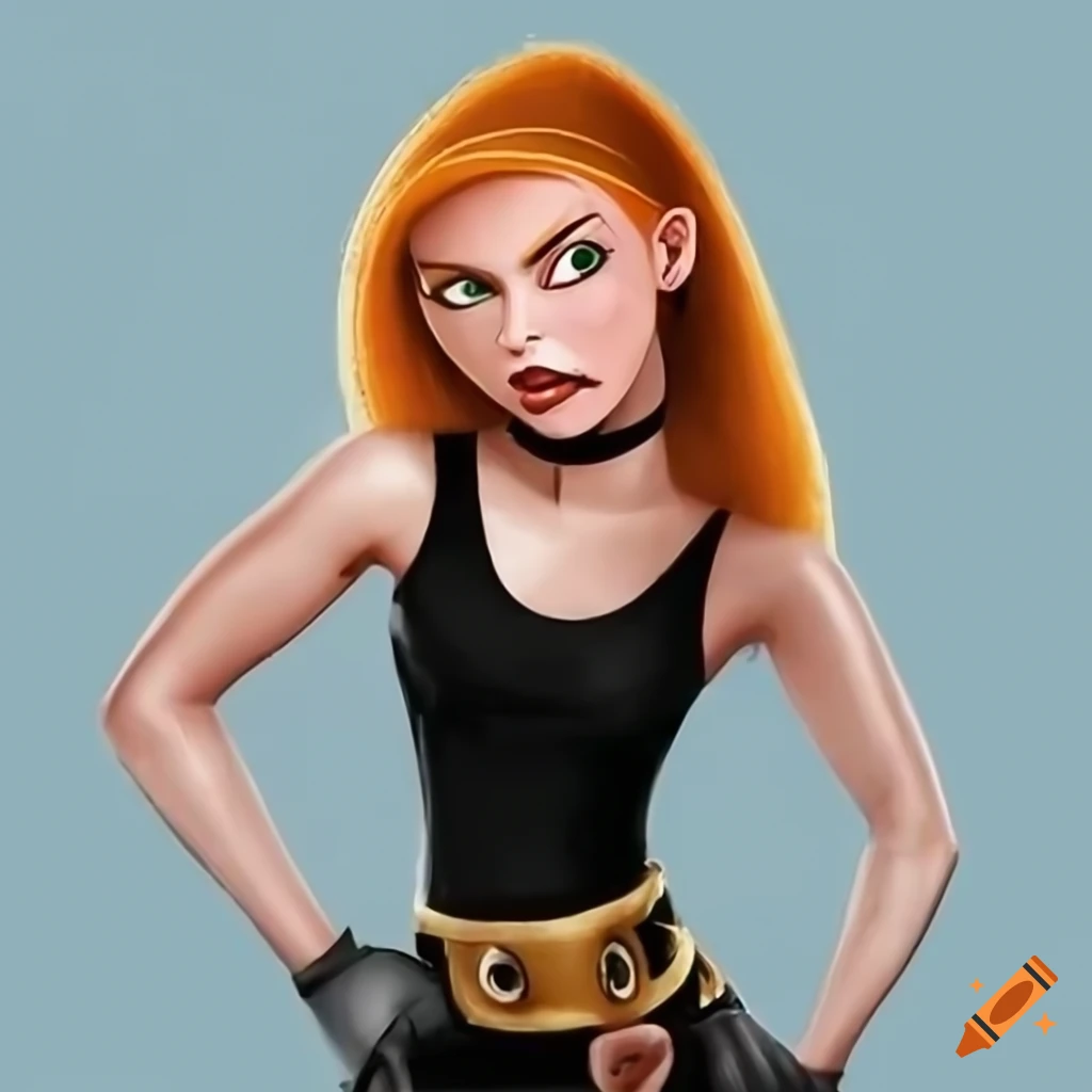 realistic cartoon of Kim Possible