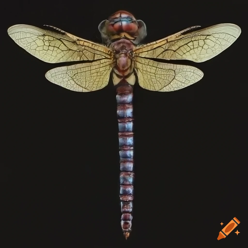 hyperrealistic Aeshnidae dragonfly specimen