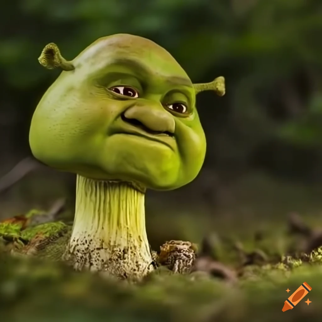 shrek meme on a mushroom