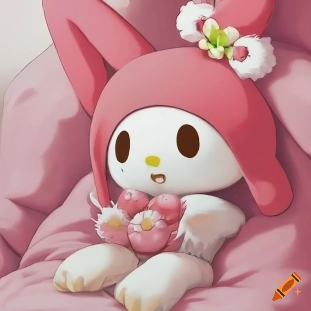 cute image of My Melody in bed