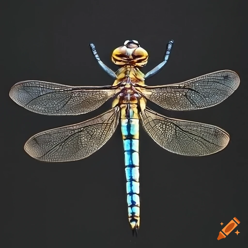 hyperrealistic Aeshnidae dragonfly specimen