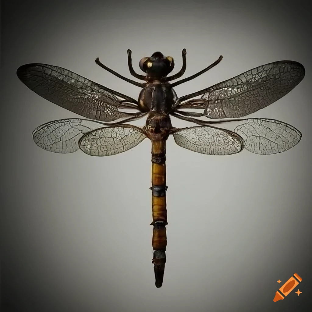 intricate sculpture of a dragonfly specimen