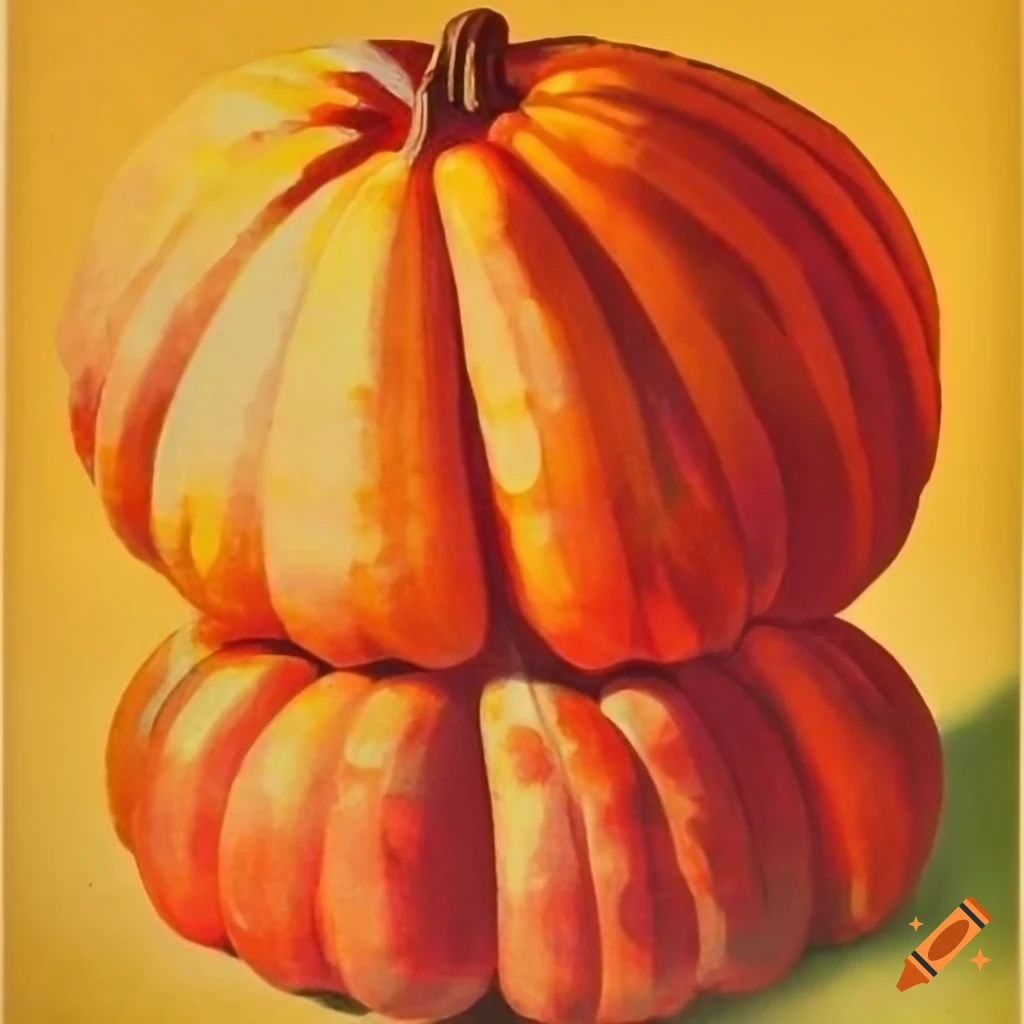 vibrant 1960s travel poster featuring pumpkins