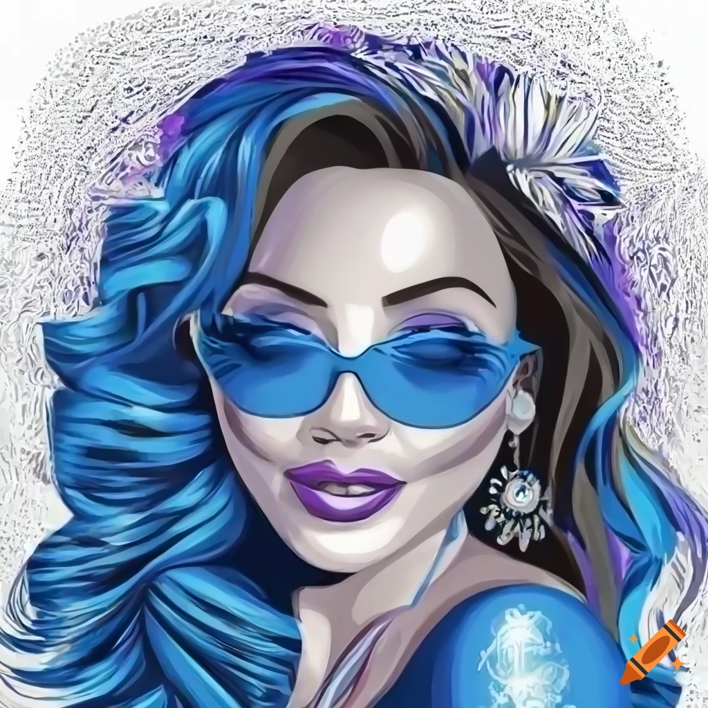 portrait style vector art of a shiny royal blue and silver lowrider