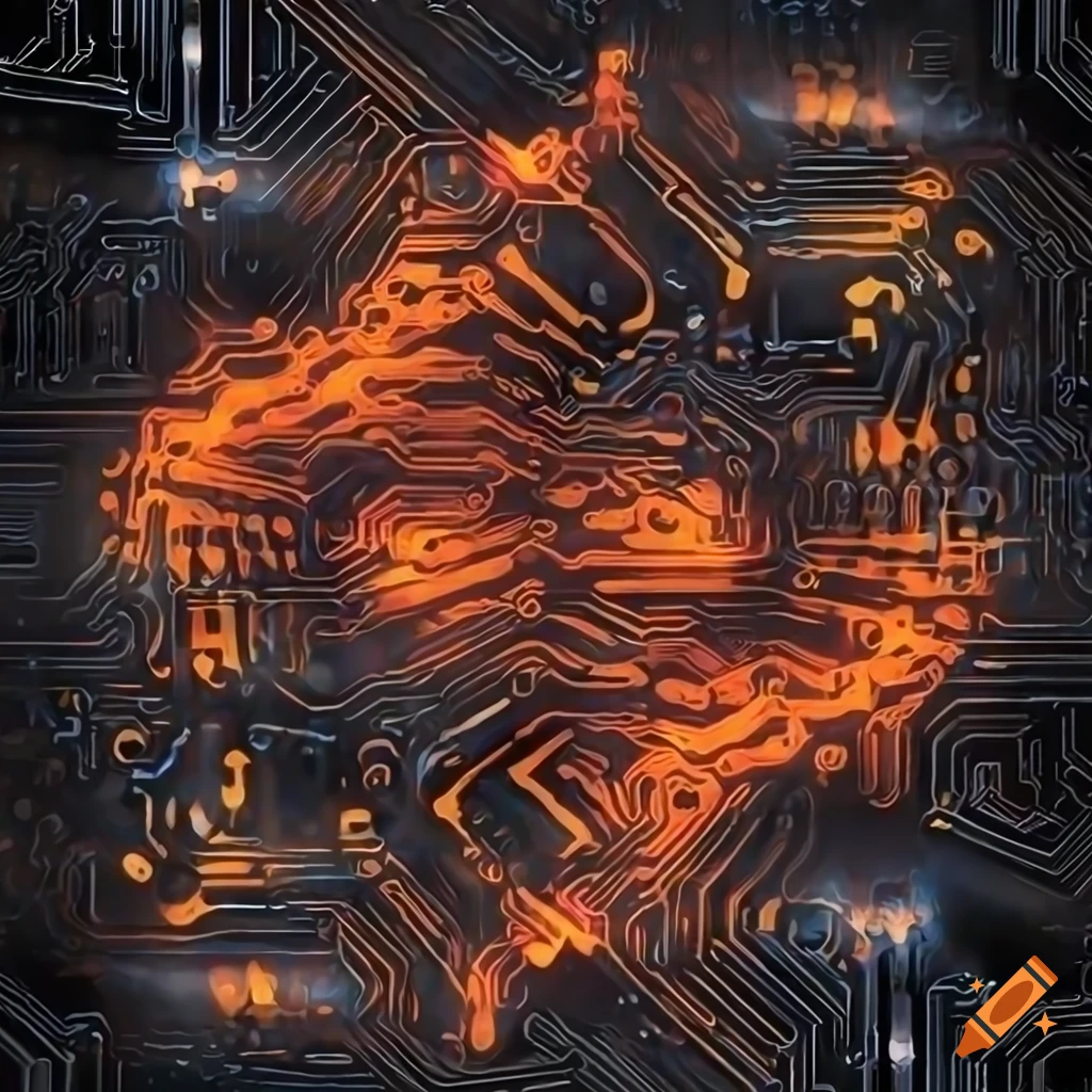 abstract artwork of glowing circuit boards