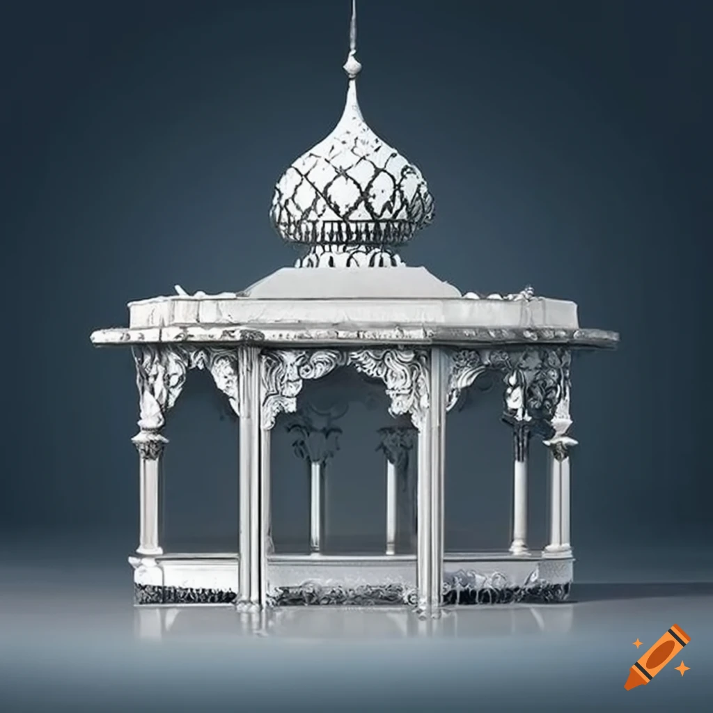 silver and white ornamental Islamic gazebo
