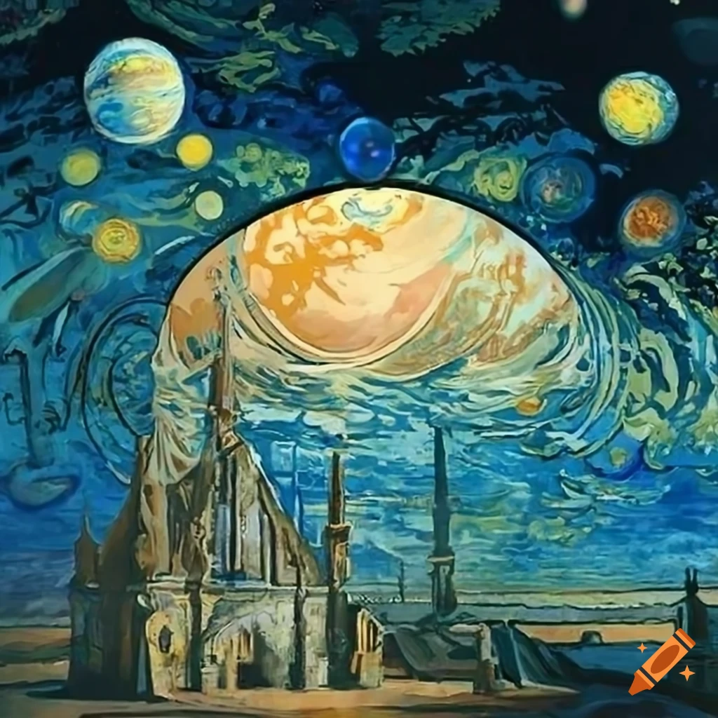 colorful fantasy sceneries with floating planets