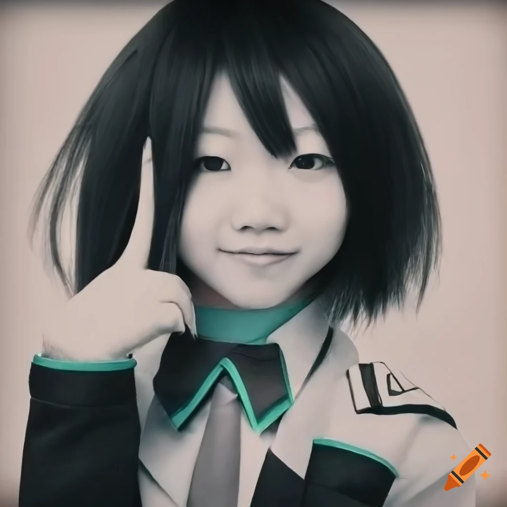 Portrait of miku hatsune in japanese school uniform on Craiyon