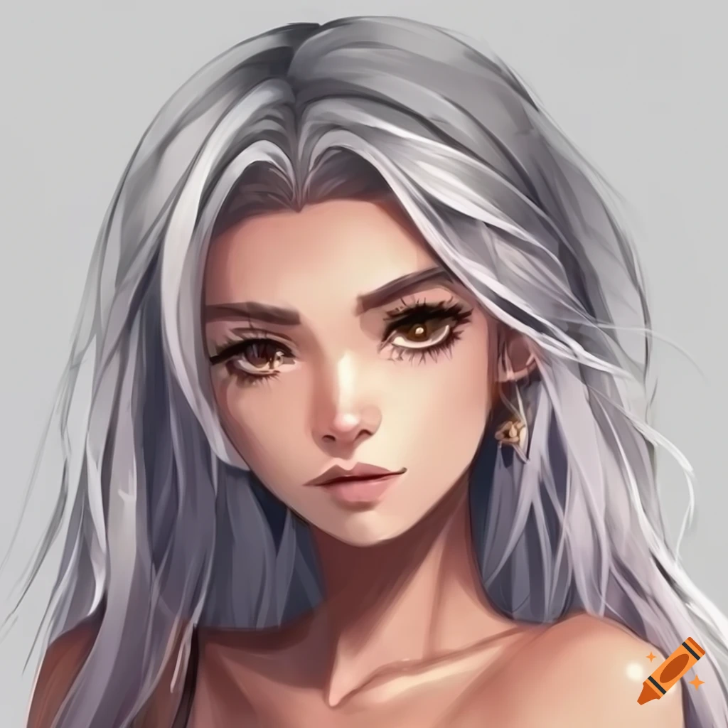 anime-style portrait of a young woman with Australian heritage