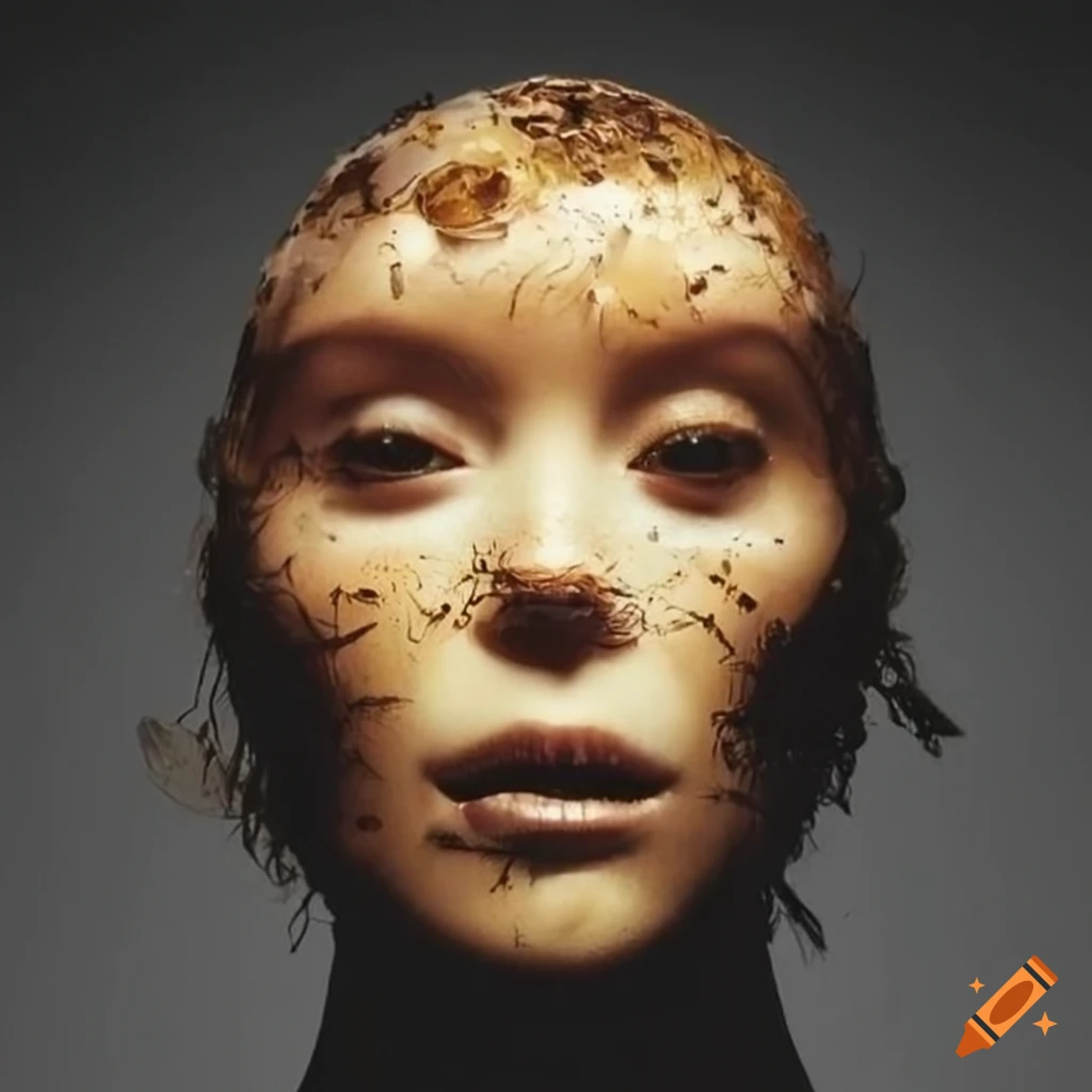 artistic face made of honey