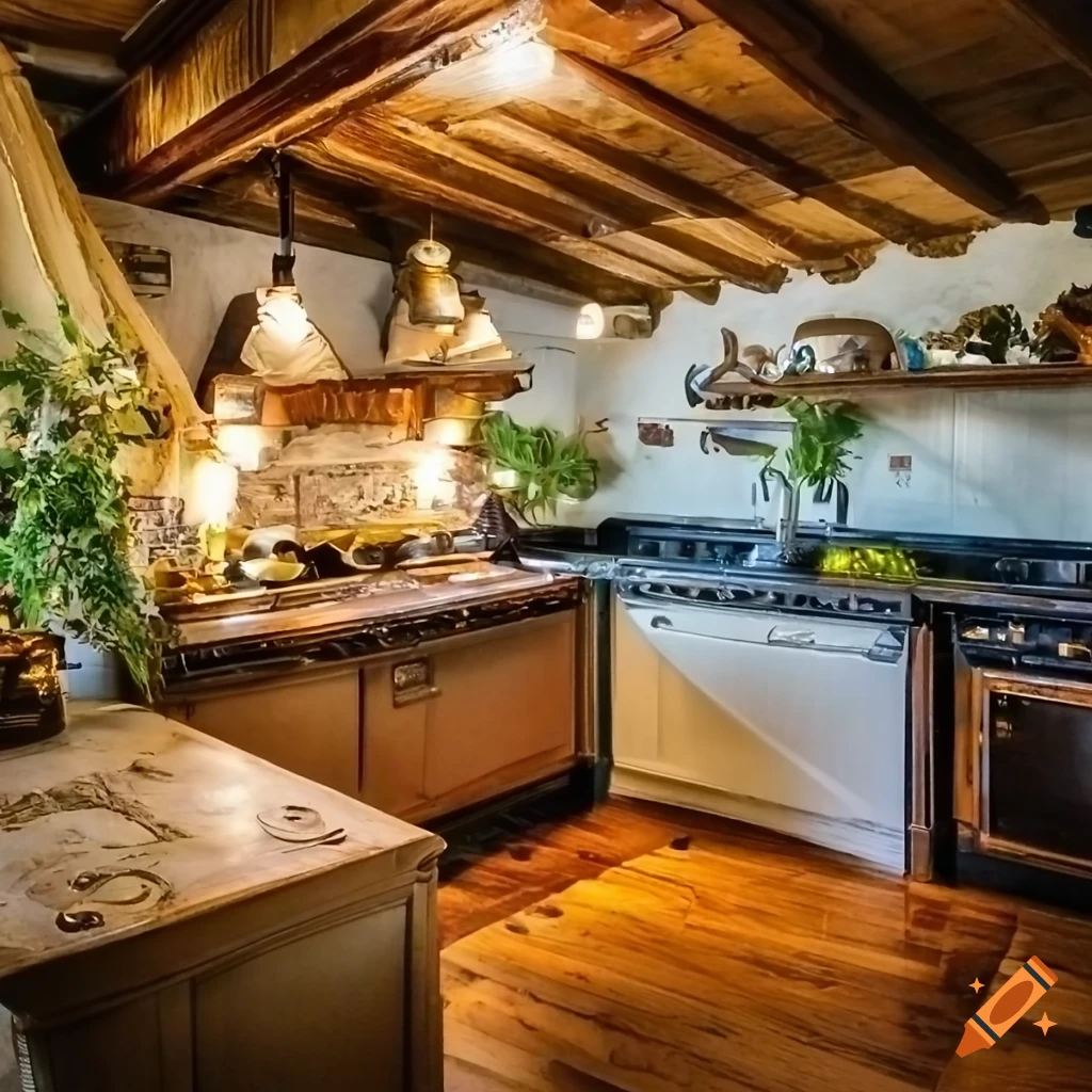 Photo realistic depiction of a hobbit kitchen on Craiyon