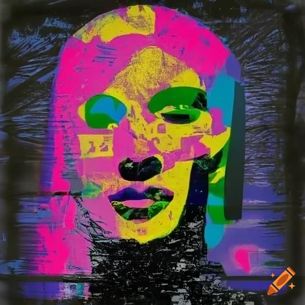 surreal portrait with spraypaint and grunge aesthetic