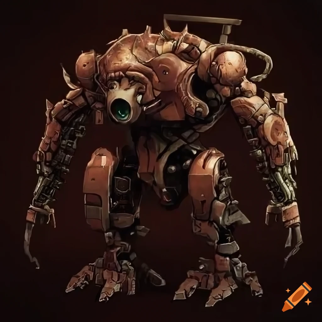 combat mech with a Lovecraftian design