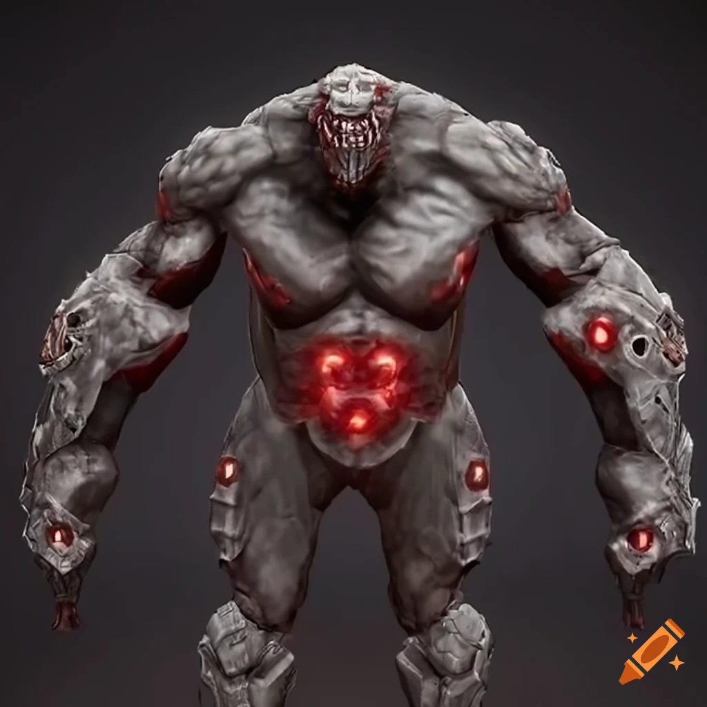 sci-fi black stone armored golem cyborg