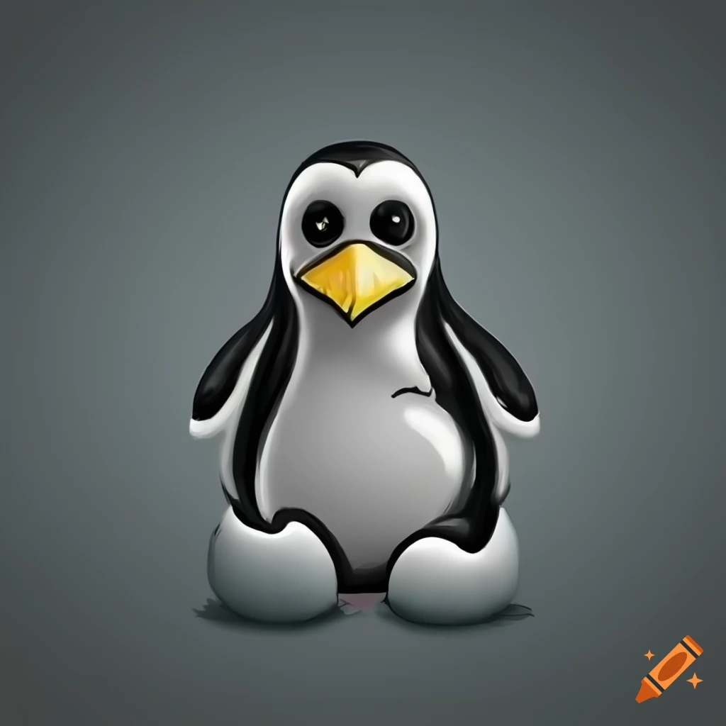 Logo of a creepy linux penguin on Craiyon