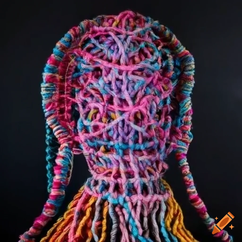intricate sculpture made of yarn