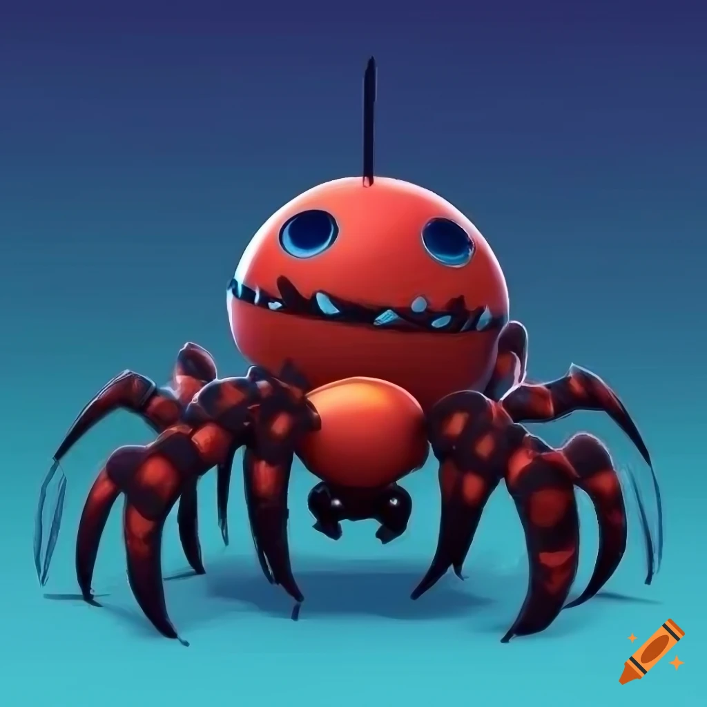 stylized arachnid with long legs and no eyes
