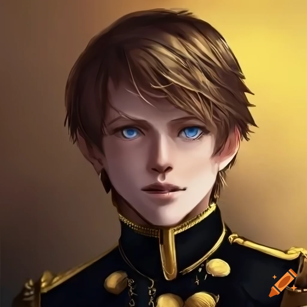 portrait of a young king in black military uniform