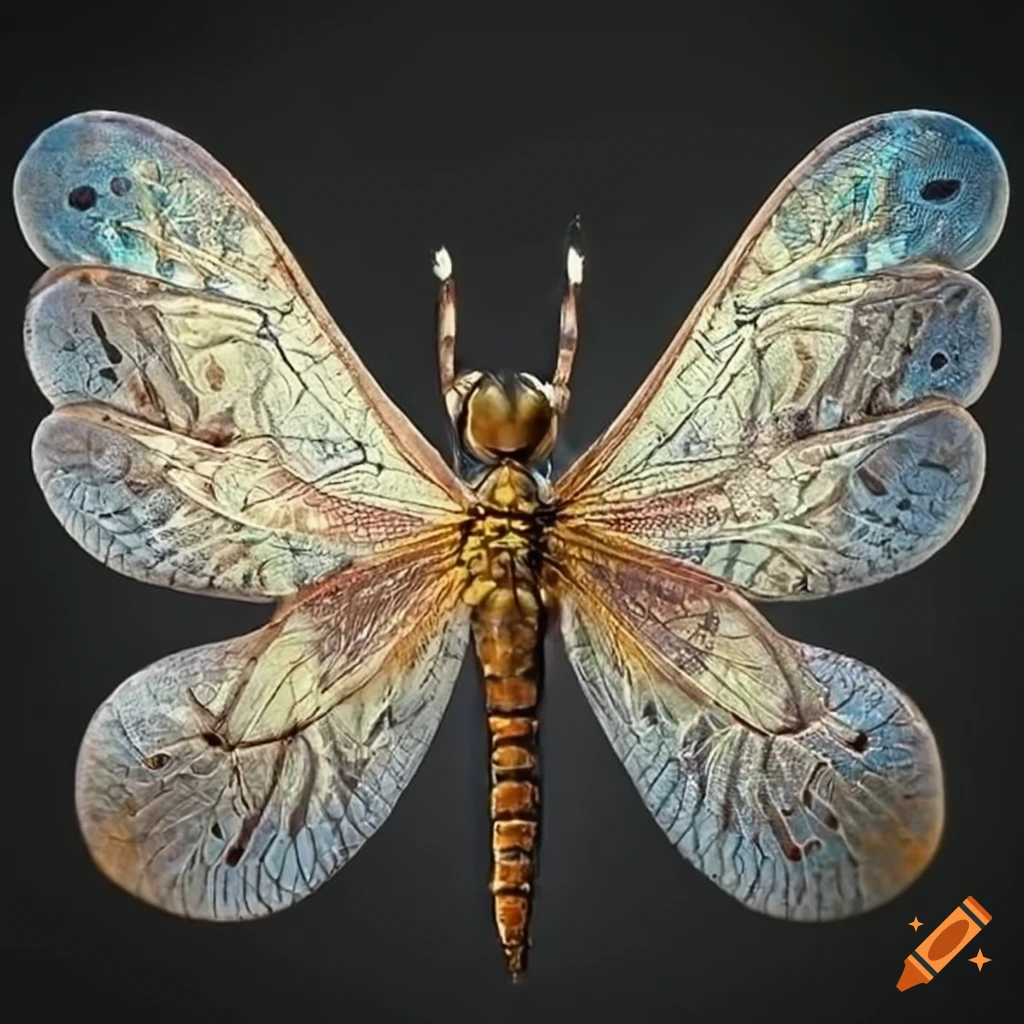 intricate mounted dragonfly specimen