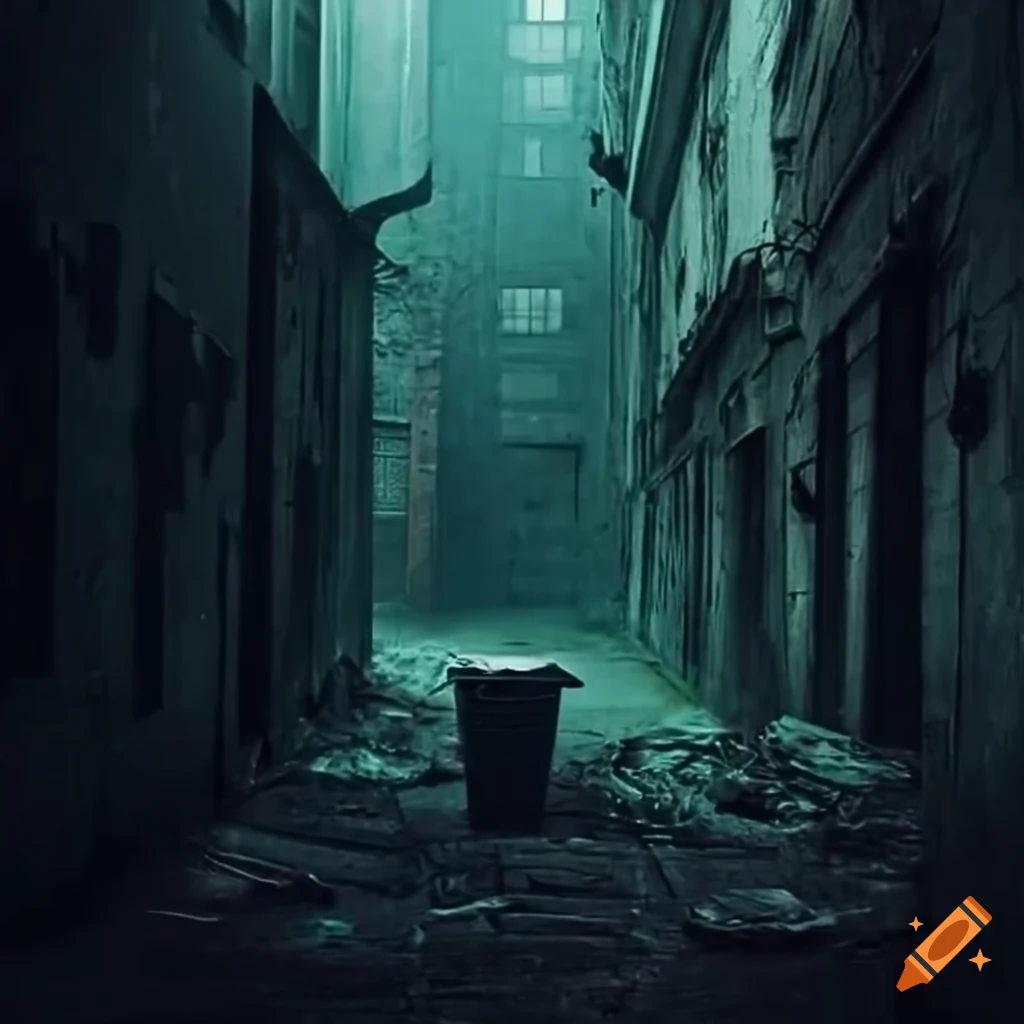 dark alley with bins and trash