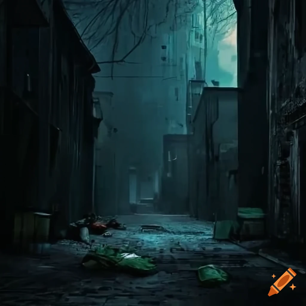 dark alley with bins and trash