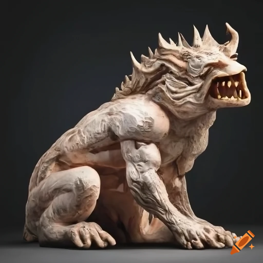 carving of a fierce mythical beast