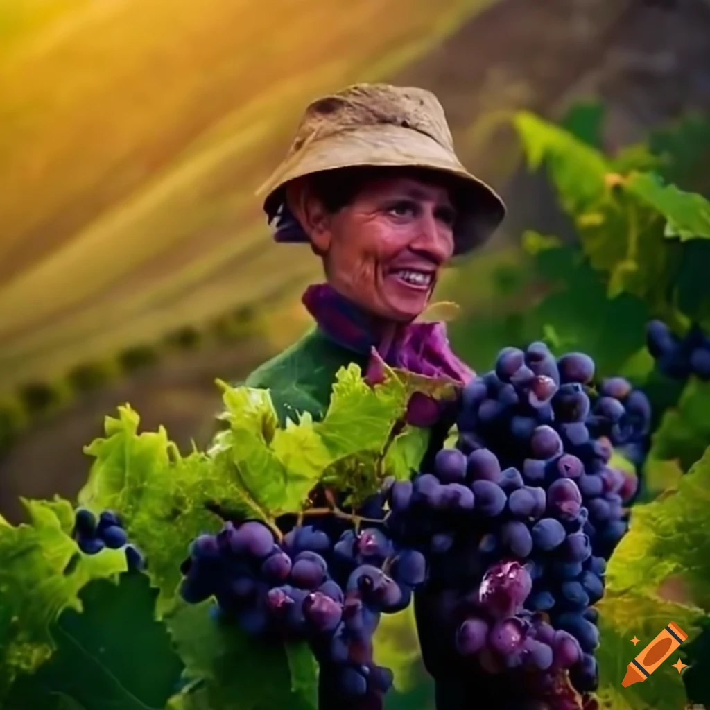 harvesting purple grapes in Douro Valley vineyard